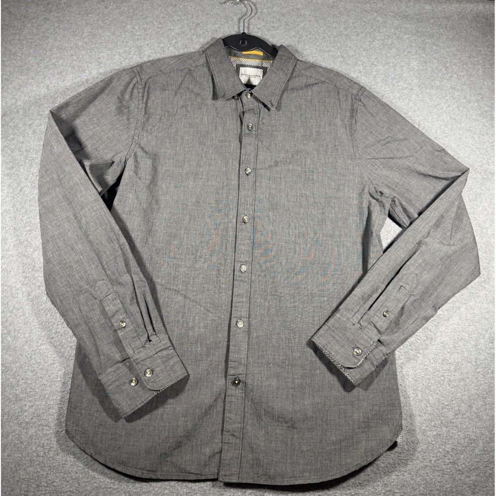 Denim & Flower Ricky Singh Long Sleeve Button Up Shirt Size L Grey Cotton